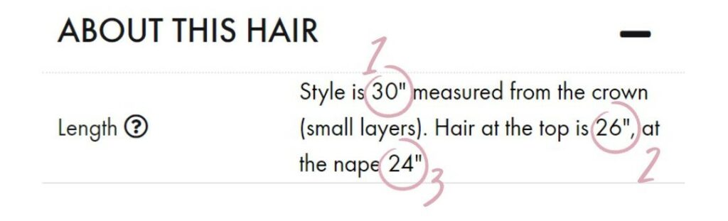 hairalicious hair length measurements description