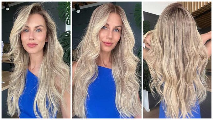 blonde wig KHLOE KARDASHIAN long grid 1