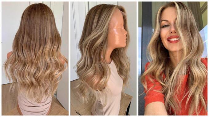 Honey blonde wig in color "MARGOT ROBBIE" (14" with thicker ends!)